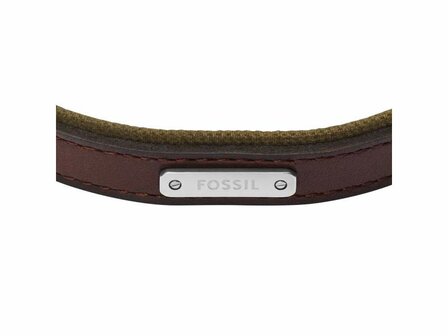 Armband - Staal/Leder | Fossil