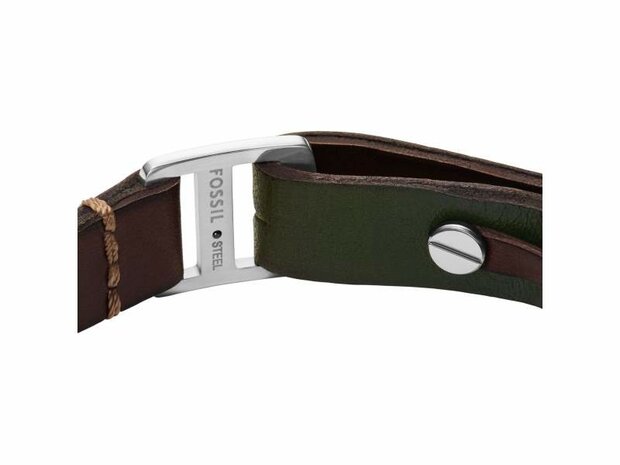 Armband - Staal/Leder | Fossil