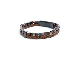 Armband - Staal/Leder | Gemini